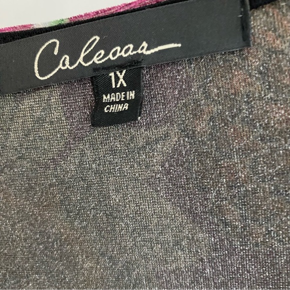 Calessa Velvet Knit Floral Print V Neck 3/4 Sleeve Tunic SZ 1X NEW - Picture 5 of 8